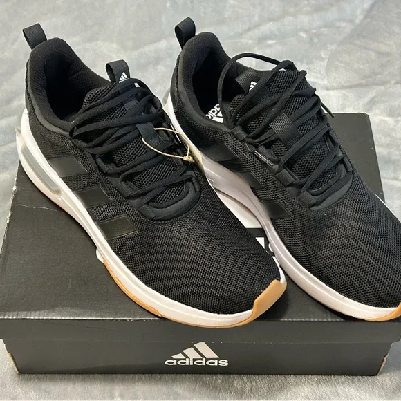 Adidas Black and Orange Athletic Shoes with Sock-Like Fit - Picture 3 of 11